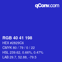 Color code: RGB 40 41 198 | qconv.com