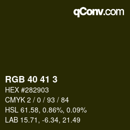 Color code: RGB 40 41 3 | qconv.com