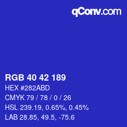 カラーコード: RGB 40 42 189 | qconv.com