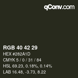Farbcode: RGB 40 42 29 | qconv.com