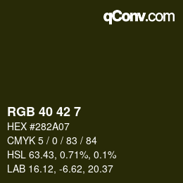 カラーコード: RGB 40 42 7 | qconv.com
