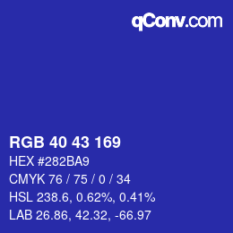 颜色代码: RGB 40 43 169 | qconv.com