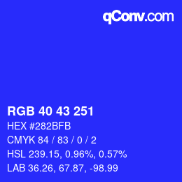 Color code: RGB 40 43 251 | qconv.com