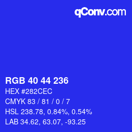 カラーコード: RGB 40 44 236 | qconv.com