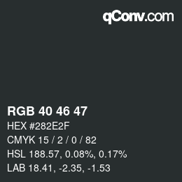 Color code: RGB 40 46 47 | qconv.com