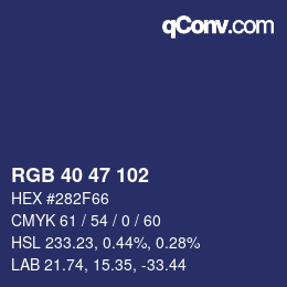 Color code: RGB 40 47 102 | qconv.com