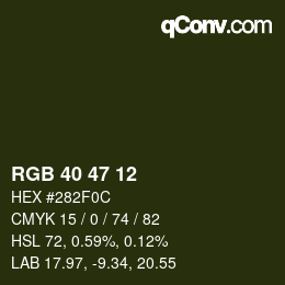 Color code: RGB 40 47 12 | qconv.com