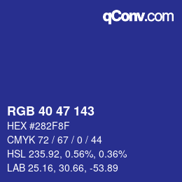Color code: RGB 40 47 143 | qconv.com
