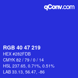 Color code: RGB 40 47 219 | qconv.com