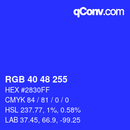 Farbcode: RGB 40 48 255 | qconv.com