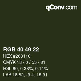 カラーコード: RGB 40 49 22 | qconv.com
