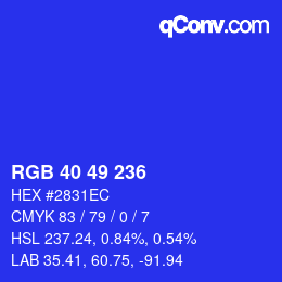 Color code: RGB 40 49 236 | qconv.com