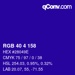 Color code: RGB 40 4 158 | qconv.com