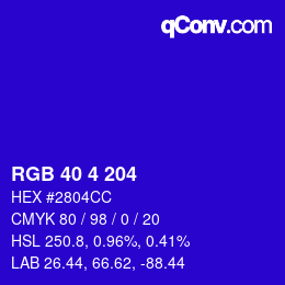 Color code: RGB 40 4 204 | qconv.com