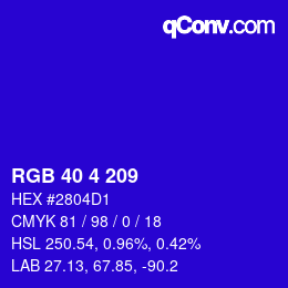 Color code: RGB 40 4 209 | qconv.com