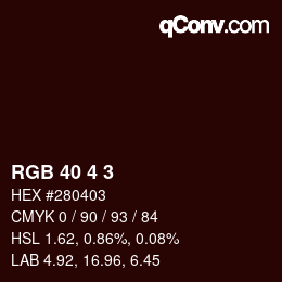 Color code: RGB 40 4 3 | qconv.com