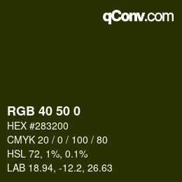 Color code: RGB 40 50 0 | qconv.com