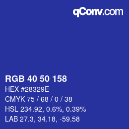 Color code: RGB 40 50 158 | qconv.com