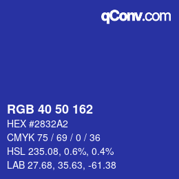 カラーコード: RGB 40 50 162 | qconv.com