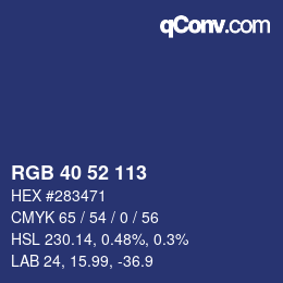 Color code: RGB 40 52 113 | qconv.com