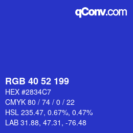 Color code: RGB 40 52 199 | qconv.com