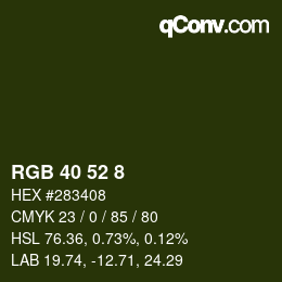 Color code: RGB 40 52 8 | qconv.com