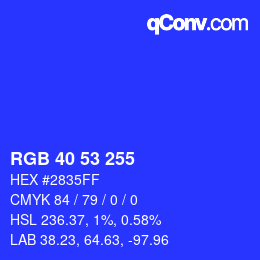 Color code: RGB 40 53 255 | qconv.com