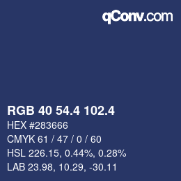 カラーコード: RGB 40 54.4 102.4 | qconv.com