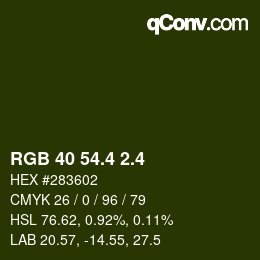 カラーコード: RGB 40 54.4 2.4 | qconv.com