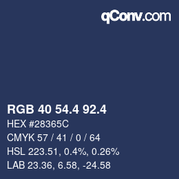 カラーコード: RGB 40 54.4 92.4 | qconv.com