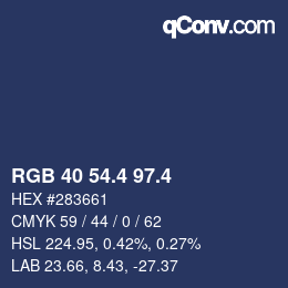 カラーコード: RGB 40 54.4 97.4 | qconv.com
