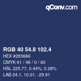 カラーコード: RGB 40 54.8 102.4 | qconv.com
