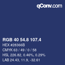 カラーコード: RGB 40 54.8 107.4 | qconv.com