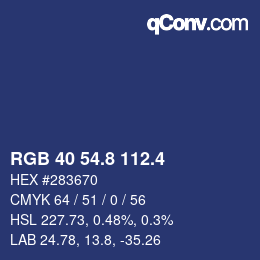 カラーコード: RGB 40 54.8 112.4 | qconv.com