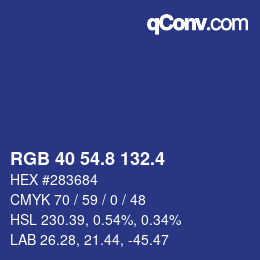 カラーコード: RGB 40 54.8 132.4 | qconv.com