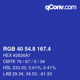 カラーコード: RGB 40 54.8 167.4 | qconv.com