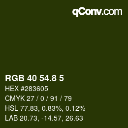 カラーコード: RGB 40 54.8 5 | qconv.com