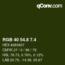 カラーコード: RGB 40 54.8 7.4 | qconv.com