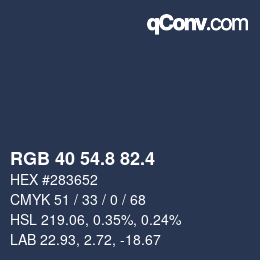 カラーコード: RGB 40 54.8 82.4 | qconv.com