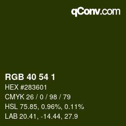 カラーコード: RGB 40 54 1 | qconv.com