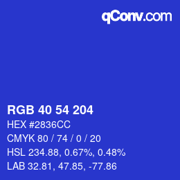 Color code: RGB 40 54 204 | qconv.com