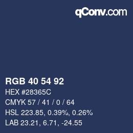 カラーコード: RGB 40 54 92 | qconv.com