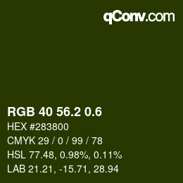 カラーコード: RGB 40 56.2 0.6 | qconv.com