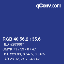 カラーコード: RGB 40 56.2 135.6 | qconv.com
