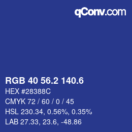 カラーコード: RGB 40 56.2 140.6 | qconv.com