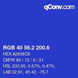 カラーコード: RGB 40 56.2 200.6 | qconv.com