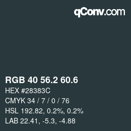 カラーコード: RGB 40 56.2 60.6 | qconv.com