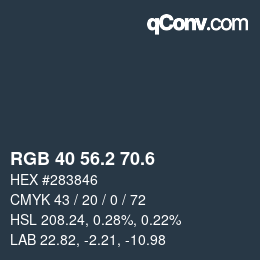 カラーコード: RGB 40 56.2 70.6 | qconv.com