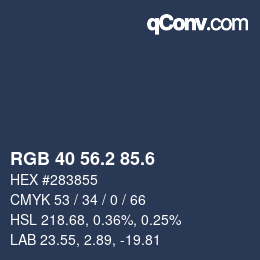 カラーコード: RGB 40 56.2 85.6 | qconv.com