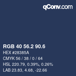 カラーコード: RGB 40 56.2 90.6 | qconv.com